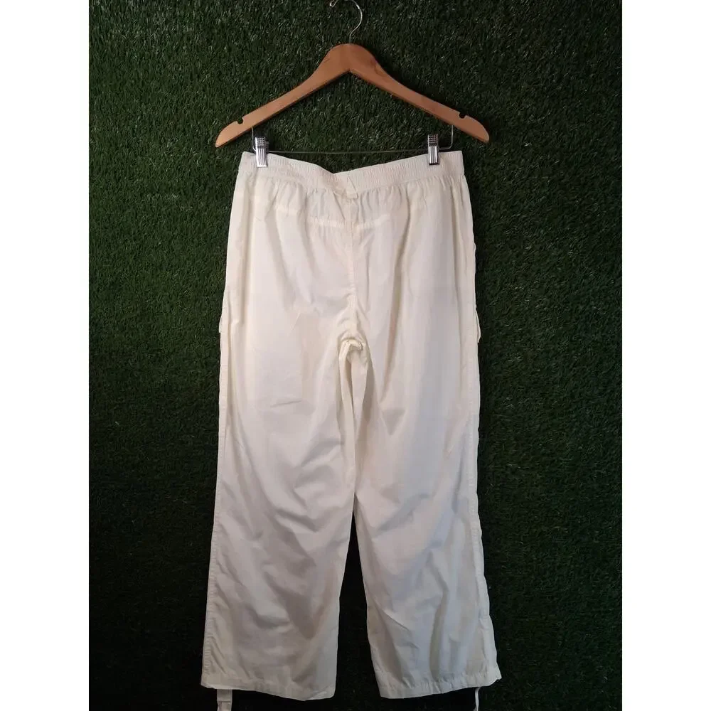 HAPPILY GREY Women's Cotton Cargo Pants Off White Cream Size 7 Utility Baggy Y2K